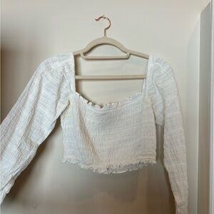 RUMI white ruched long sleeve